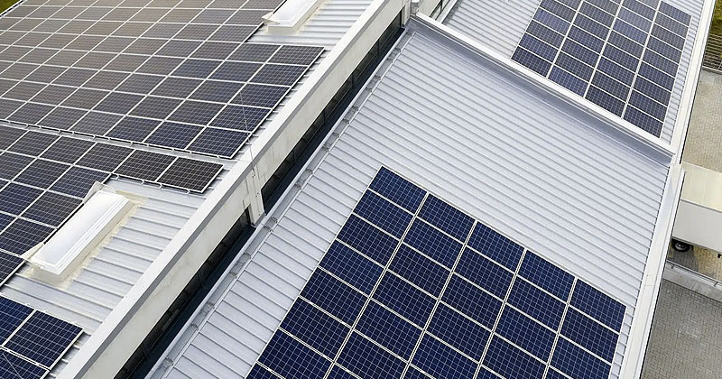 Image of solar panels installed by commercial design and build contractors, Kent Structures
